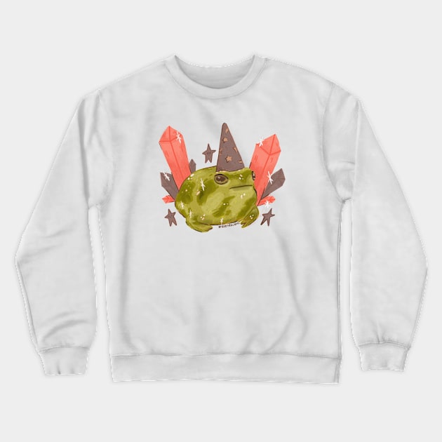 Crystal Magician Frog Crewneck Sweatshirt by eraserheadarts